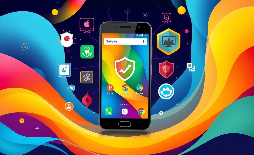 Imagem de um celular Android com antivírus em execução.