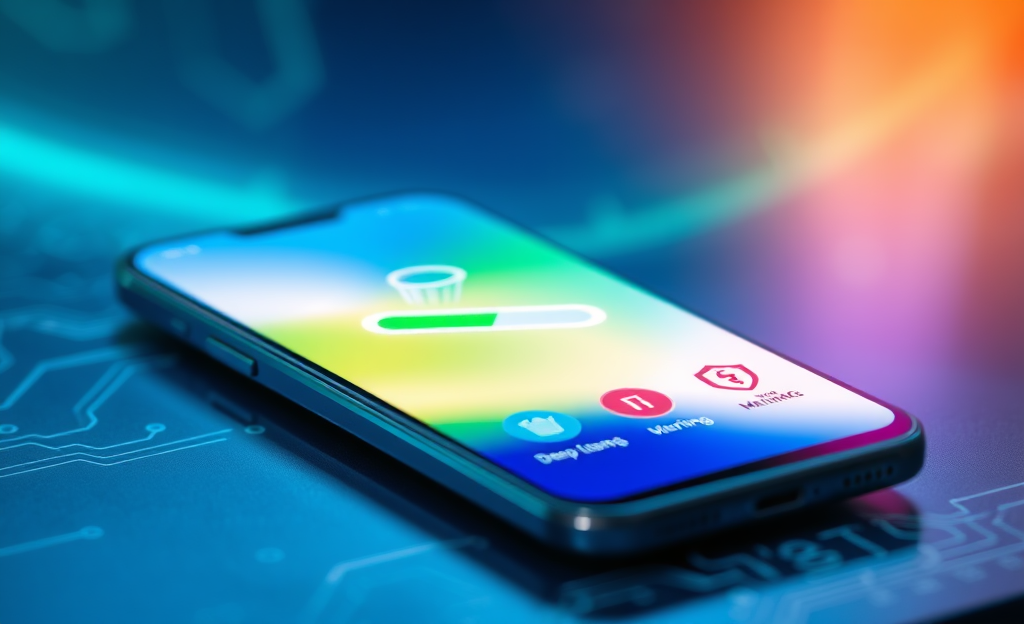 Imagem de um celular mostrando um aplicativo para limpeza de vírus.