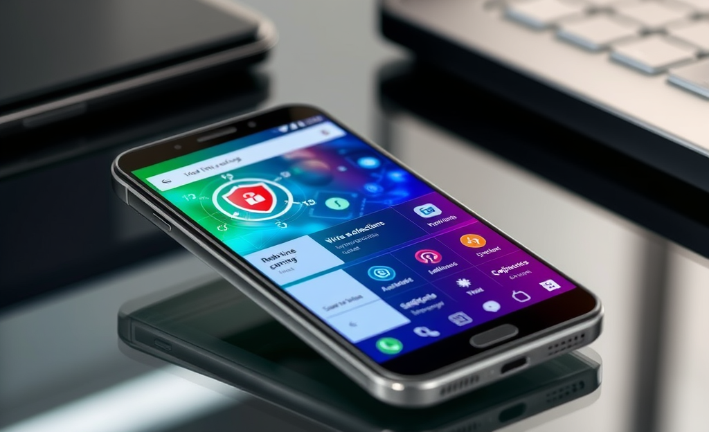 Imagem de um celular Android protegido por um aplicativo antivírus gratuito