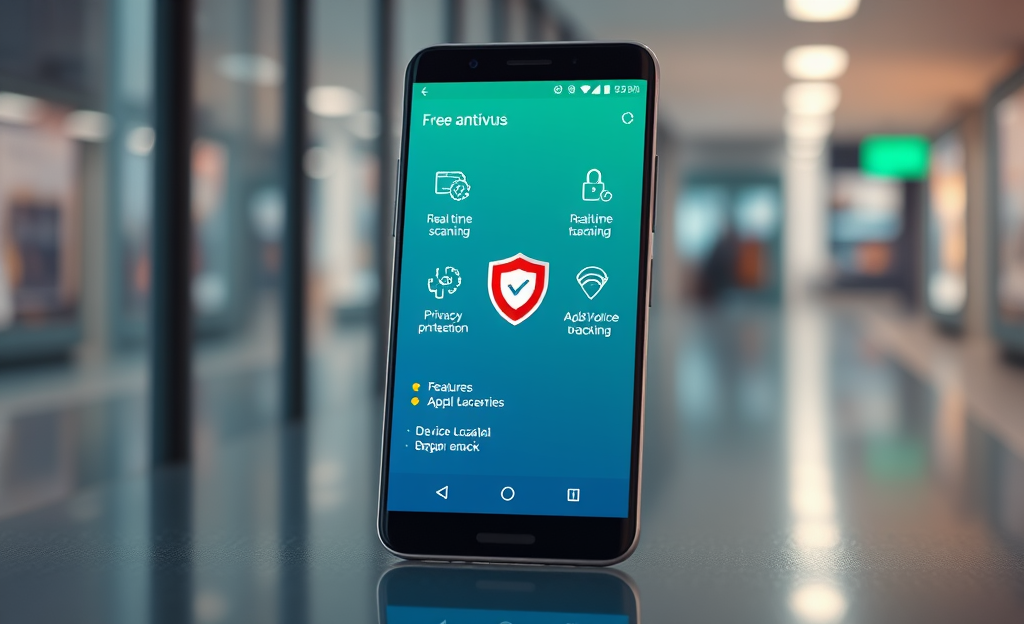 Imagem do aplicativo antivírus gratuito para celular Android, destacando suas funcionalidades de proteção e segurança.