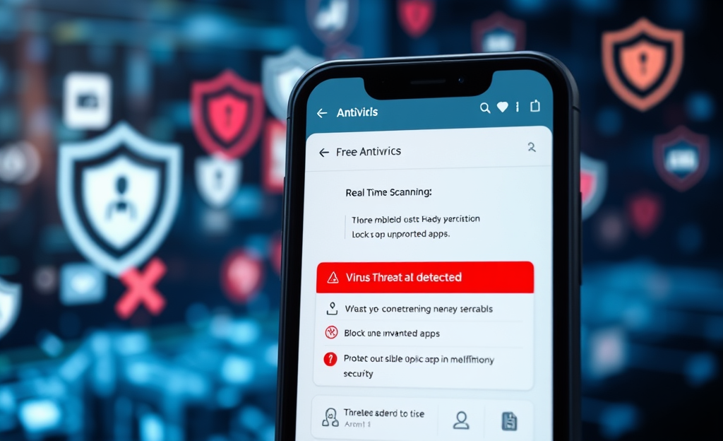 Imagem destacando aplicativos antivírus gratuitos para celulares, oferecendo proteção e segurança digital.