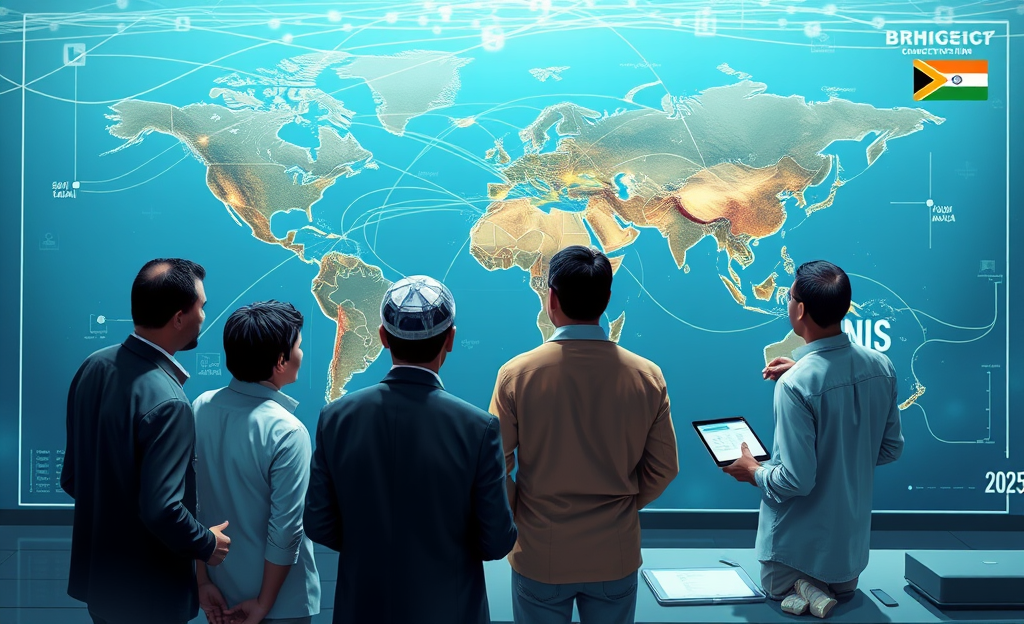 Imagem que representa a construção de uma rede de comunicação submarina pelos países do BRICS, com foco em independência e investimentos em tecnologia.