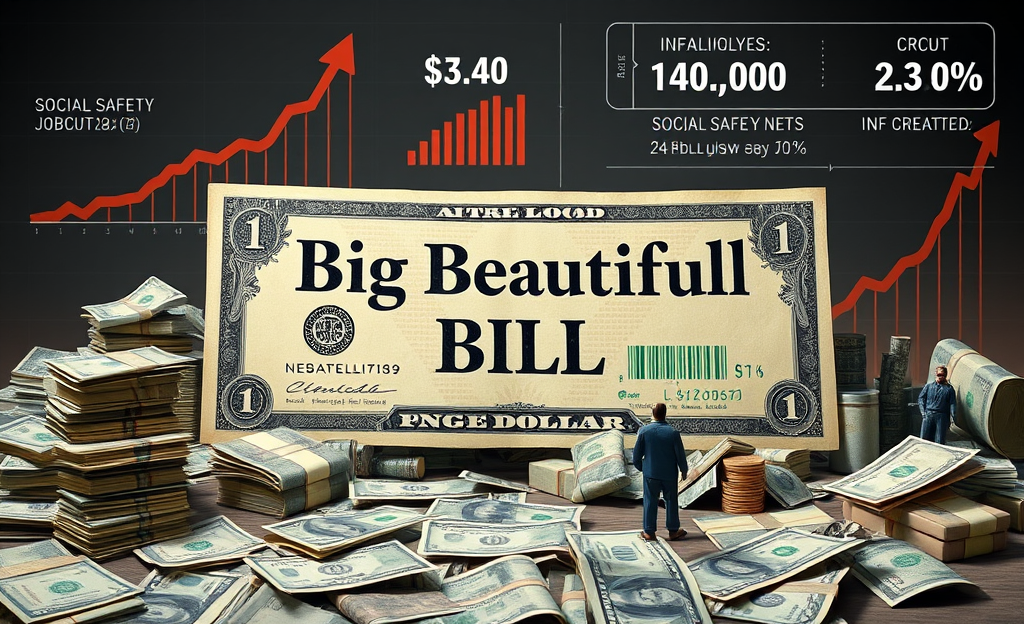 Pacote de cortes de impostos 'Big Beautiful Bill' e suas implicações na dívida pública e economia.