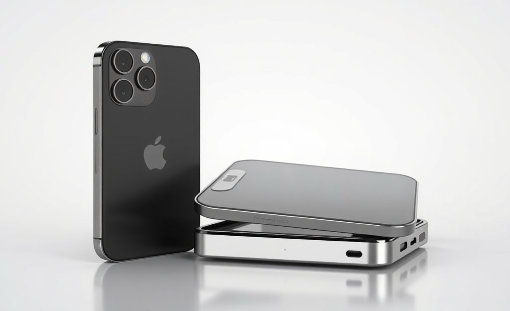 Imagem do iPhone Fold com design dobrável e especificações avançadas.