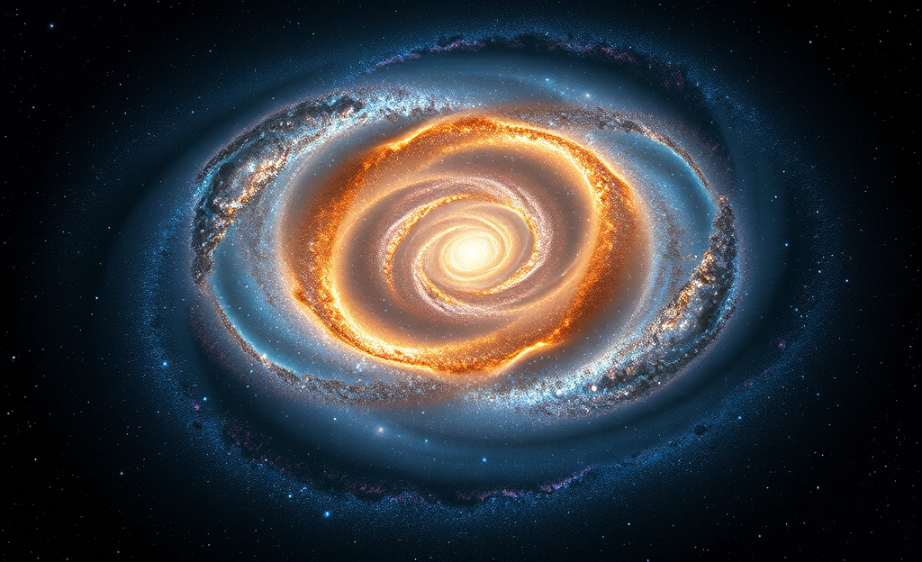 Imagem da galáxia Alaknanda capturada pelo telescópio James Webb, mostrando sua estrutura espiral e núcleo denso.