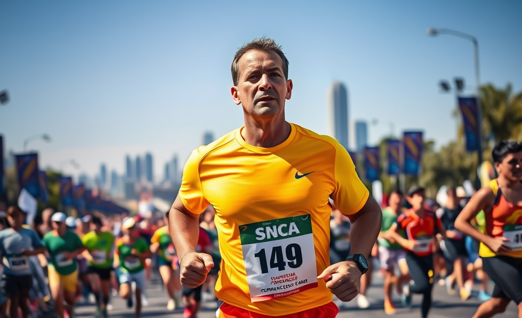 Corredor se preparando para a Corrida Internacional de São Silvestre.