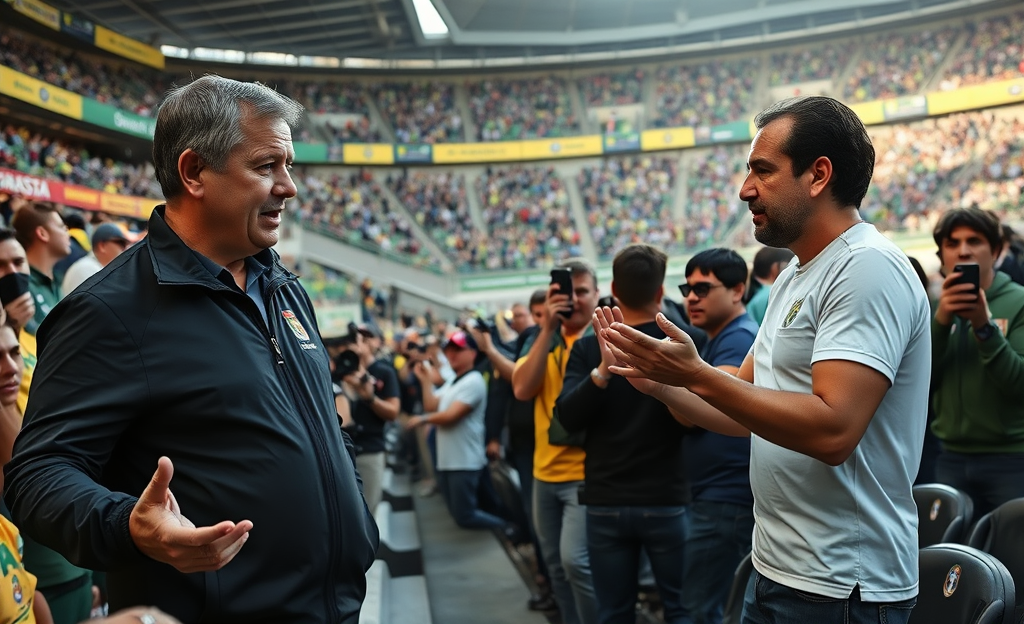 Dorival Júnior discute com torcedor após jogo entre Corinthians e Vasco na final da Copa do Brasil.