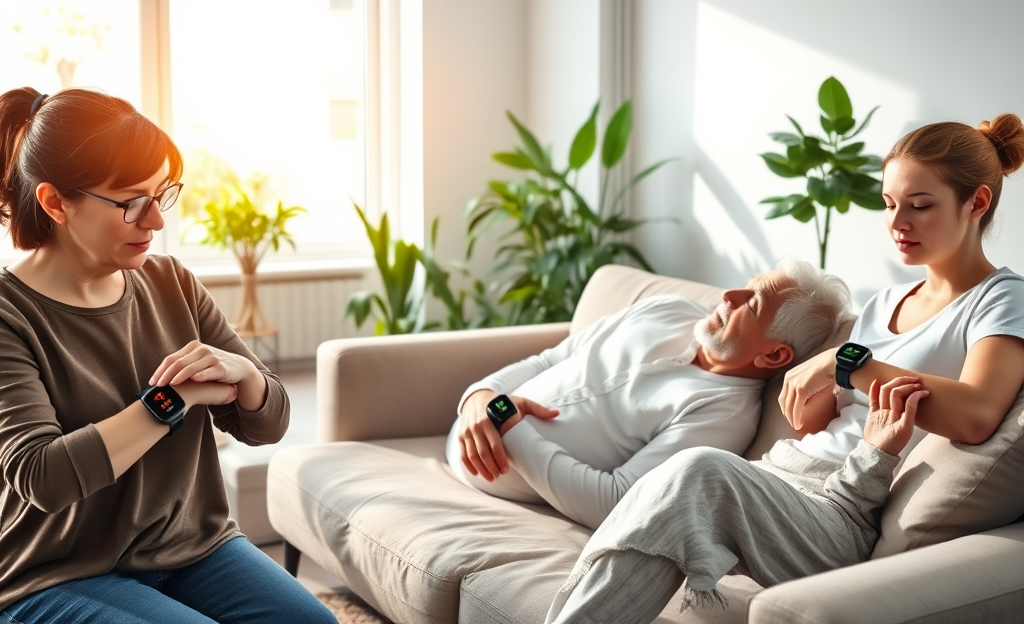 Imagem de smartwatches modernos com sensores de saúde.