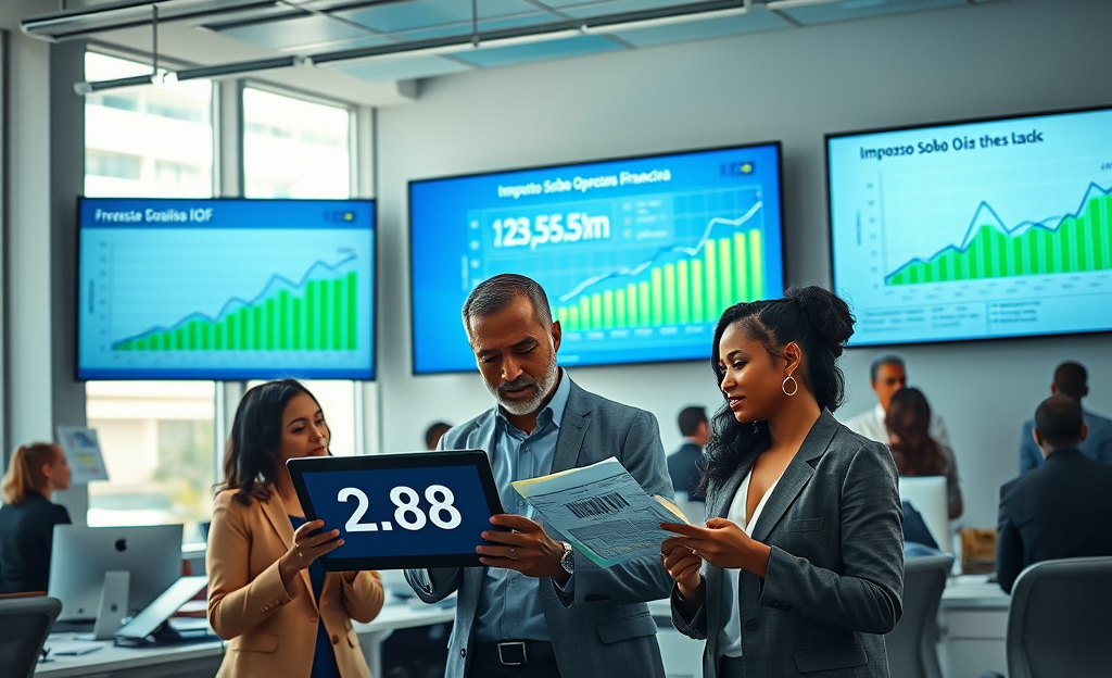 Imagem representando a arrecadação federal do Brasil em 2025, com dados sobre impostos e medidas fiscais.