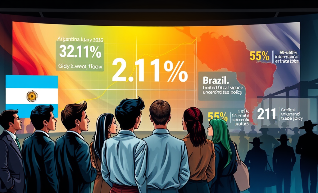 Crescimento econômico na América Latina e Caribe em 2026 com foco no PIB da Argentina e desafios para o Brasil.