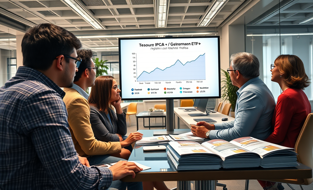 Imagem representativa dos investimentos em Tesouro IPCA+ e ETFs de crédito privado, refletindo segurança e diversidade financeira.