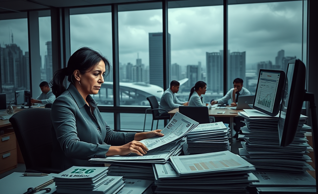 Gráfico mostrando o prejuízo financeiro de R$ 8,5 bilhões e suas causas principais, como quedas na receita e aumento de despesas.