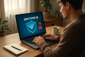 Imagem representando aplicativos antivírus confiáveis em ação contra ameaças online.